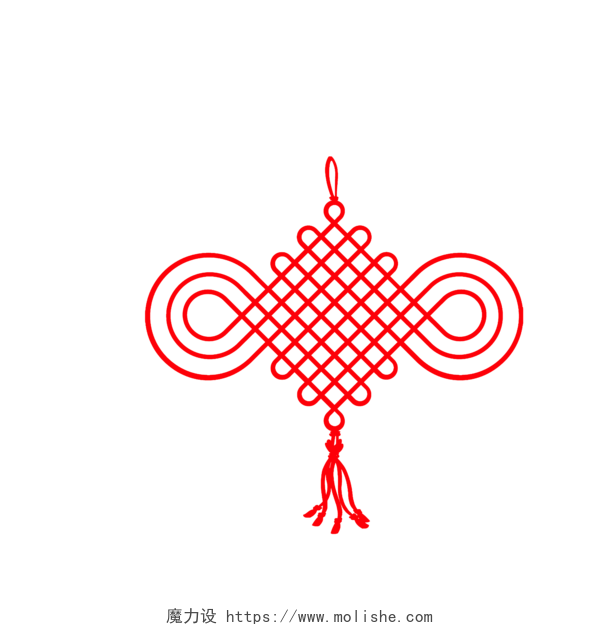  红色手绘中国结线稿图素材